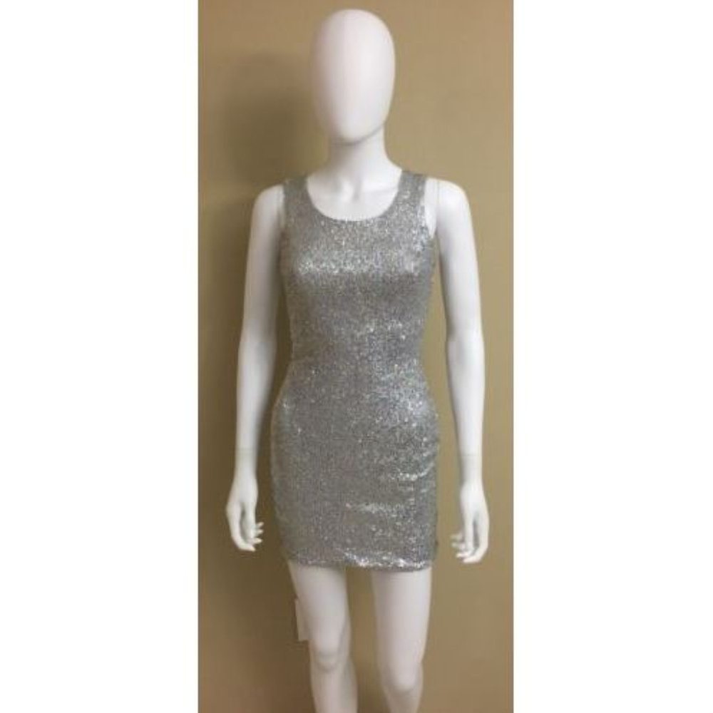 Candies Bodycon Silver Sequin Sparkle Dress XS